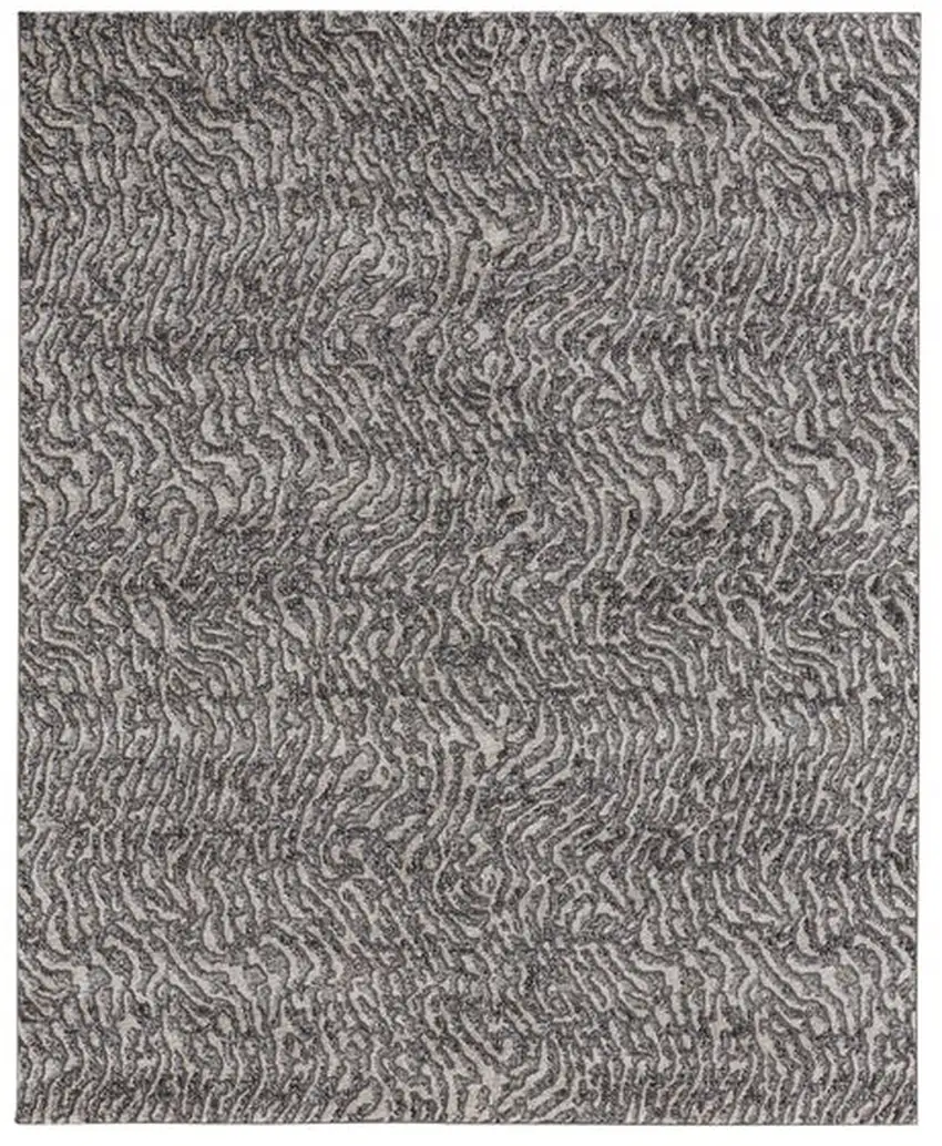 Gray and Ivory Abstract Power Loom Area Rug Photo 2