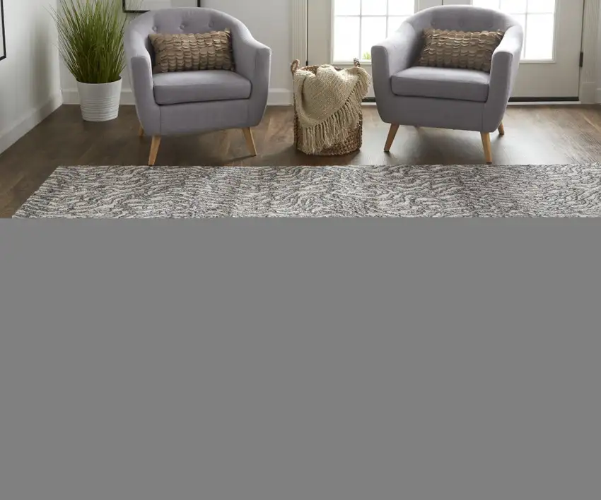 Gray Taupe And Ivory Abstract Power Loom Stain Resistant Area Rug Photo 4
