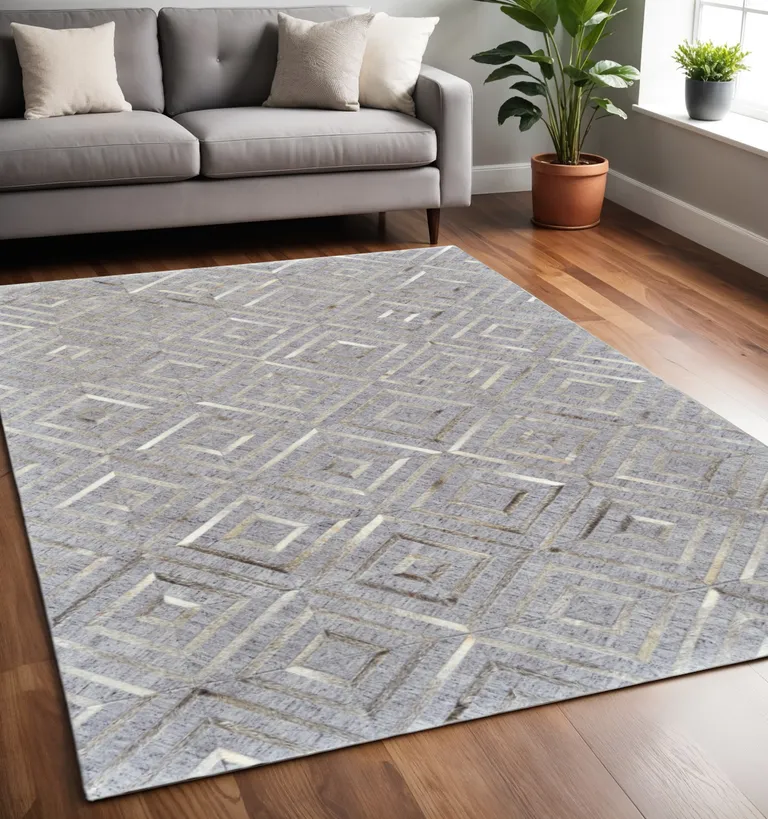 Gray Taupe And Ivory Geometric Hand Woven Area Rug Photo 5