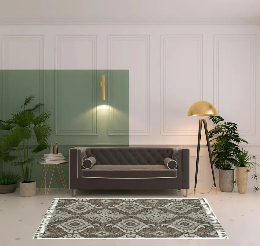 Gray Taupe And Ivory Wool Floral Tufted Handmade Area Rug With Fringe Photo 2
