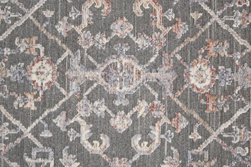 Gray Taupe And Pink Floral Power Loom Area Rug Photo 9