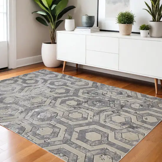 Gray Abstract Non Skid Area Rug Photo 1
