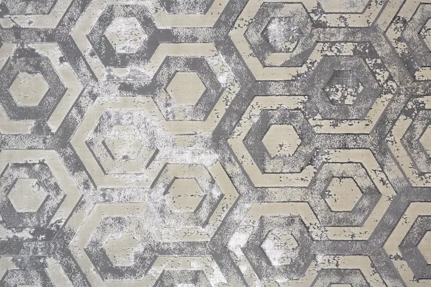 Gray Taupe And Silver Abstract Area Rug Photo 9
