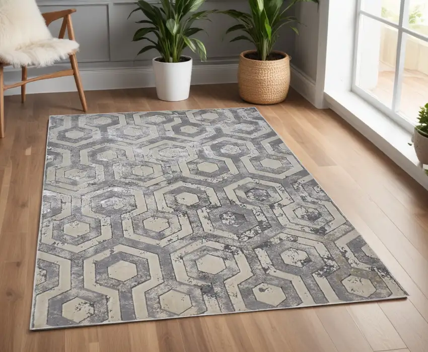Gray Abstract Non Skid Area Rug Photo 1