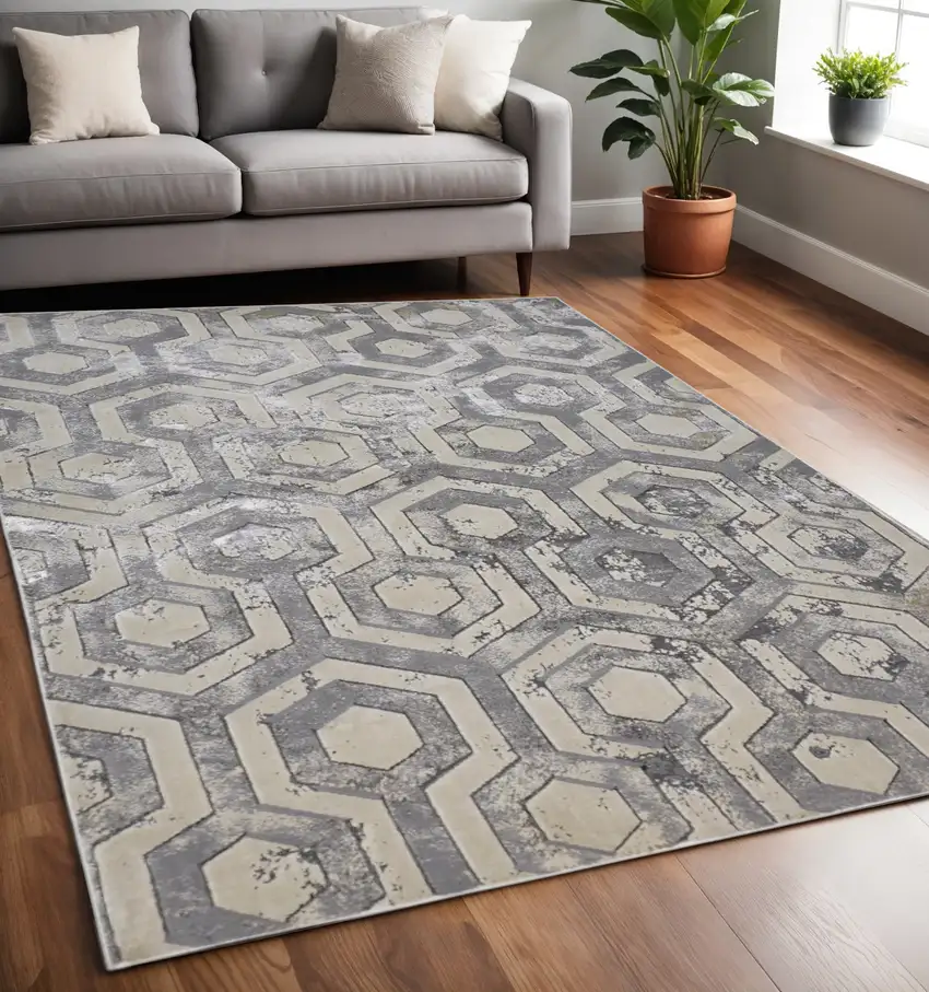 Gray Abstract Non Skid Area Rug Photo 1