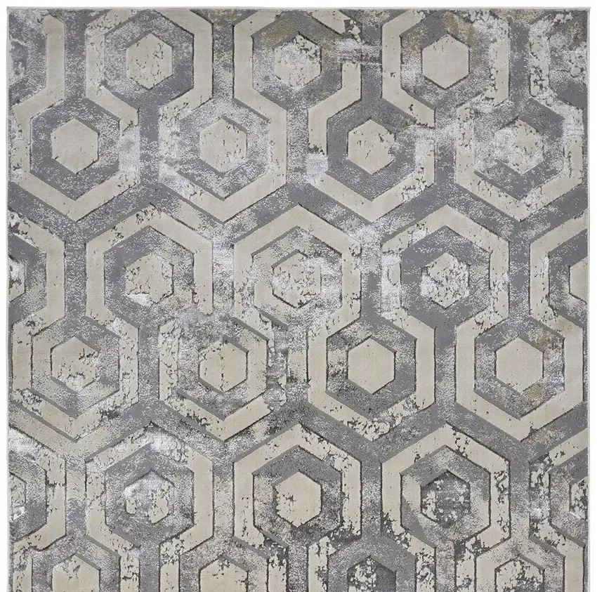 Gray Taupe And Silver Abstract Stain Resistant Area Rug Photo 7