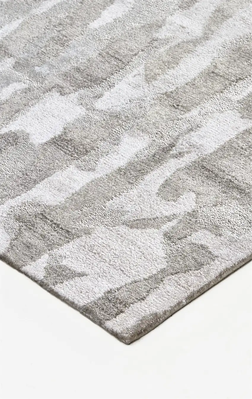 Gray Taupe And Silver Abstract Tufted Handmade Area Rug Photo 6