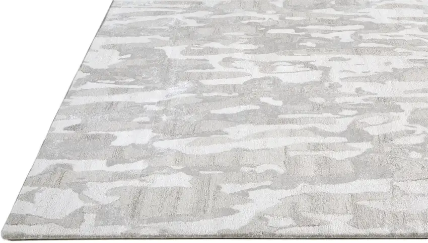 Gray Taupe And Silver Abstract Tufted Handmade Area Rug Photo 1