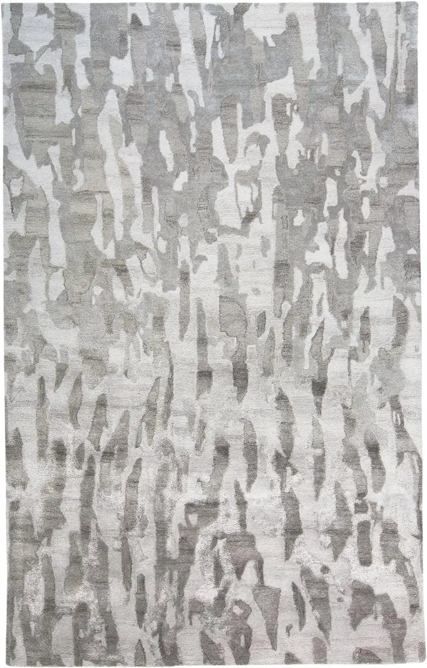 Gray Taupe And Silver Abstract Tufted Handmade Area Rug Photo 2