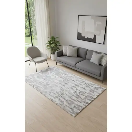 Taupe And Gray Abstract Hand Tufted Area Rug Photo 1