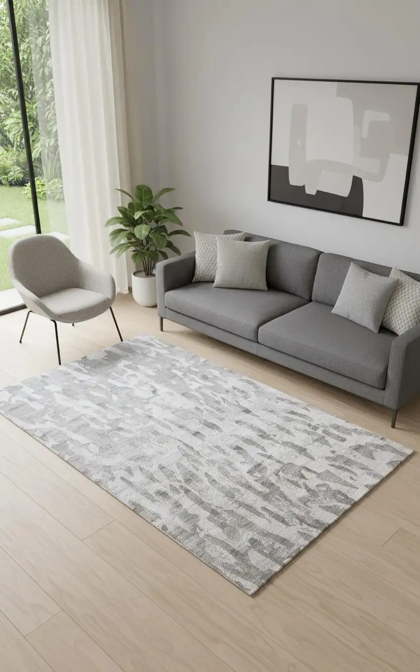 Taupe And Gray Abstract Hand Tufted Area Rug Photo 1