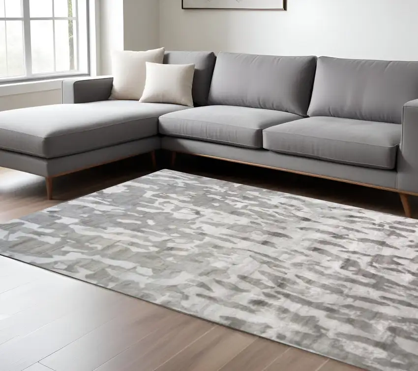Taupe and Gray Abstract Hand Tufted Area Rug Photo 1