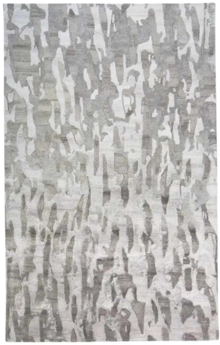 Gray Taupe And Silver Abstract Tufted Handmade Area Rug Photo 1