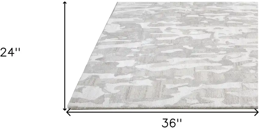 Gray Taupe And Silver Abstract Tufted Handmade Area Rug Photo 10