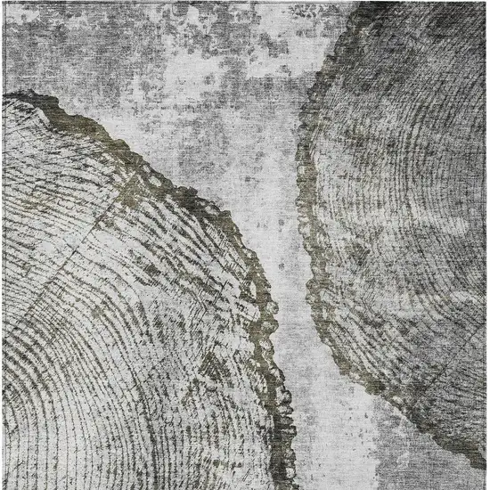 Gray Taupe And Silver Abstract Washable Indoor Outdoor Area Rug Photo 5