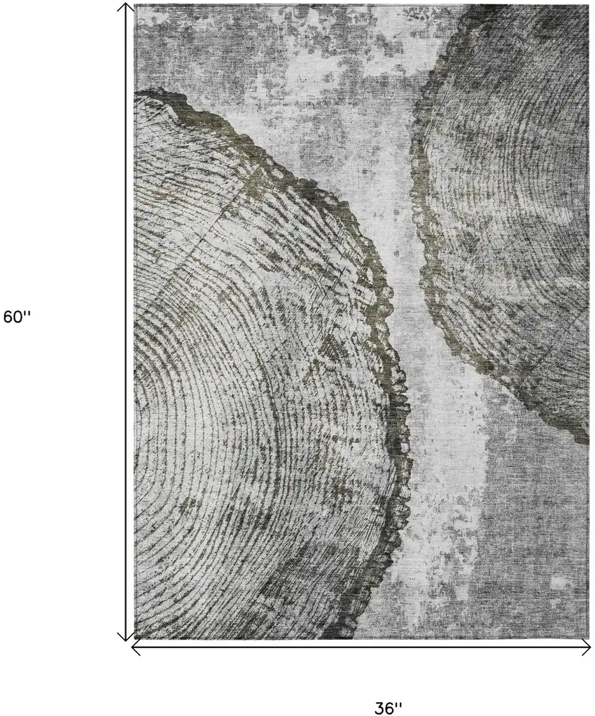 Gray Taupe And Silver Abstract Washable Indoor Outdoor Area Rug Photo 7