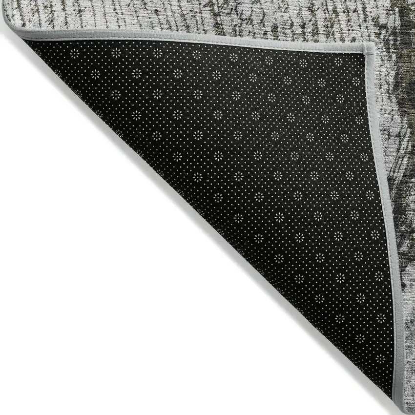 Gray Taupe And Silver Abstract Washable Indoor Outdoor Area Rug Photo 3