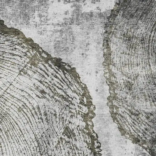Gray Taupe And Silver Abstract Washable Indoor Outdoor Area Rug Photo 6