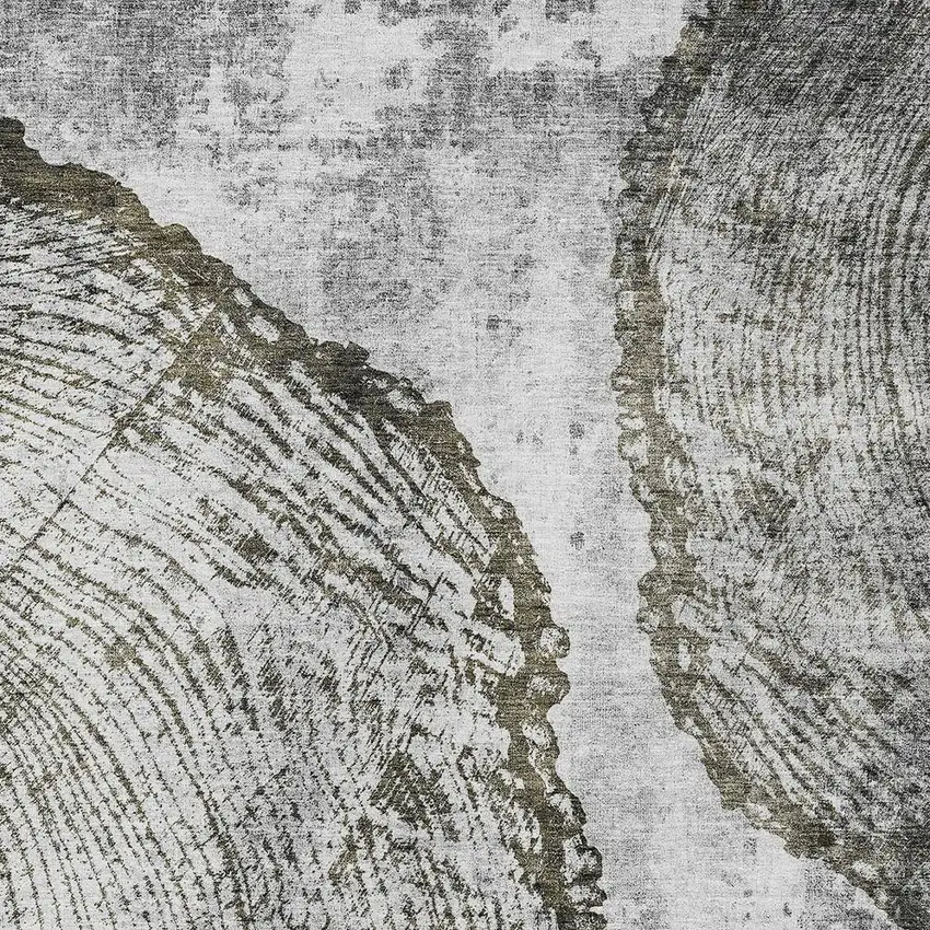 Gray Taupe And Silver Abstract Washable Indoor Outdoor Area Rug Photo 6