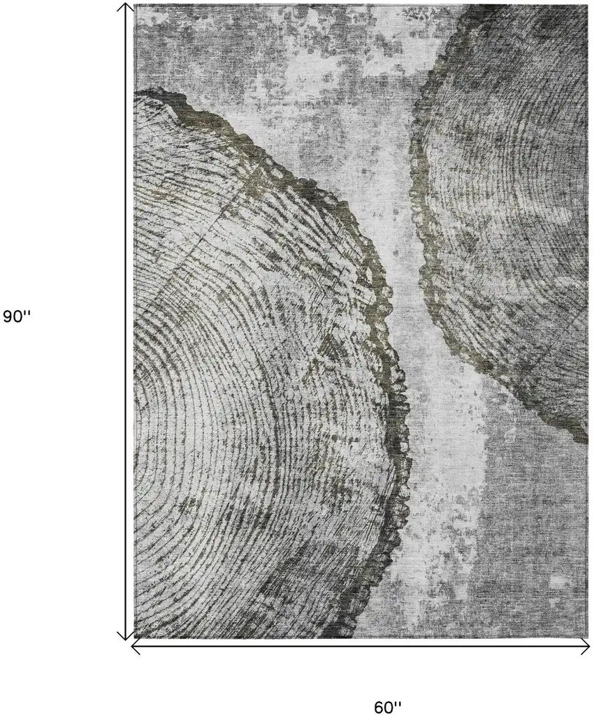 Gray Taupe And Silver Abstract Washable Indoor Outdoor Area Rug Photo 3