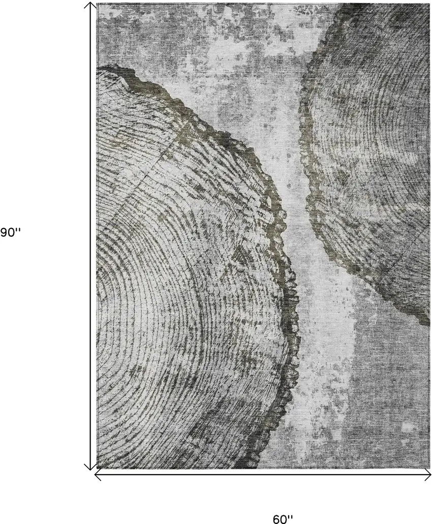Gray Taupe And Silver Abstract Washable Indoor Outdoor Area Rug Photo 3