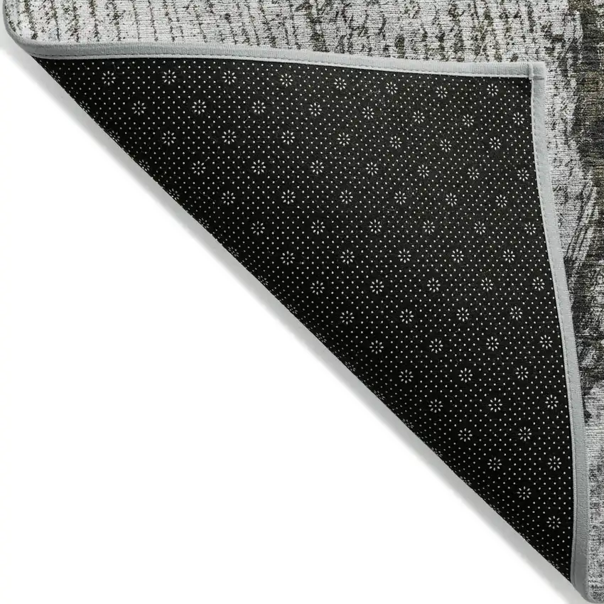 Gray Taupe And Silver Abstract Washable Indoor Outdoor Area Rug Photo 4
