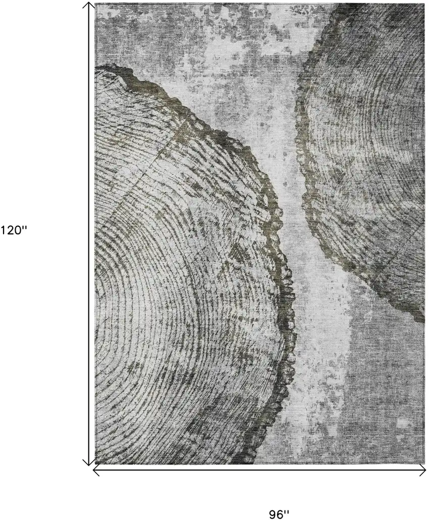 Gray Taupe And Silver Abstract Washable Indoor Outdoor Area Rug Photo 3