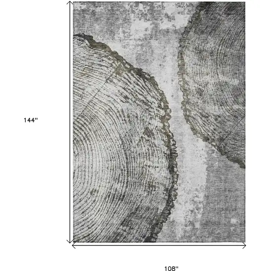 Gray Taupe And Silver Abstract Washable Indoor Outdoor Area Rug Photo 3