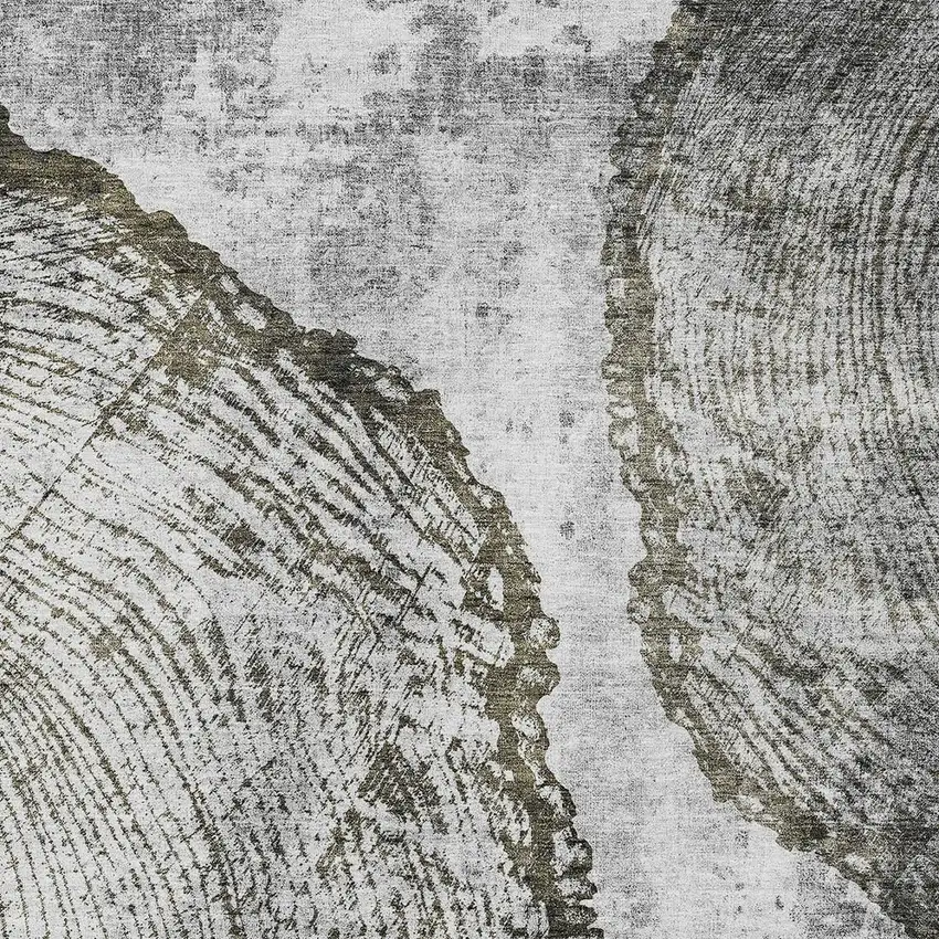 Gray Taupe And Silver Abstract Washable Indoor Outdoor Area Rug Photo 6