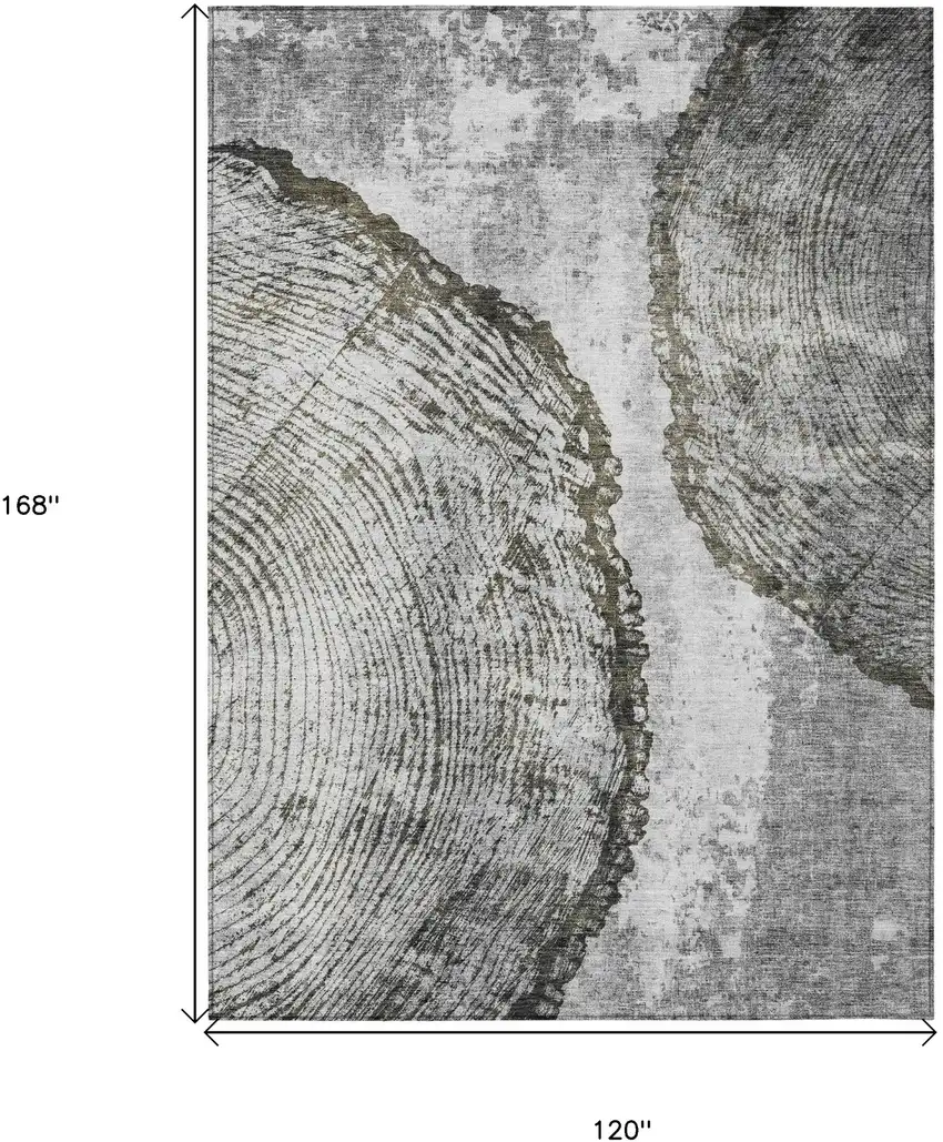 Gray Taupe And Silver Abstract Washable Indoor Outdoor Area Rug Photo 3