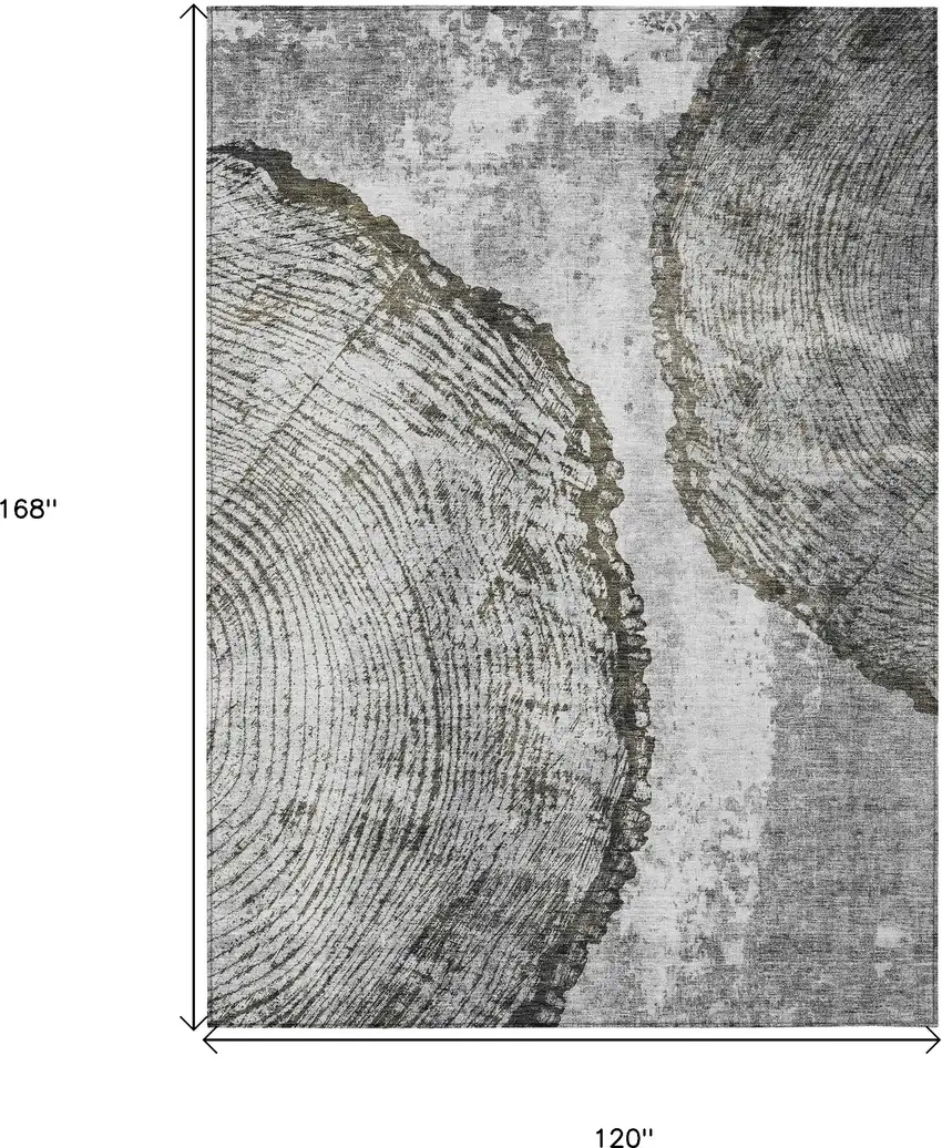 Gray Taupe And Silver Abstract Washable Indoor Outdoor Area Rug Photo 3
