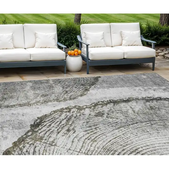Gray Taupe And Silver Abstract Washable Indoor Outdoor Area Rug Photo 1