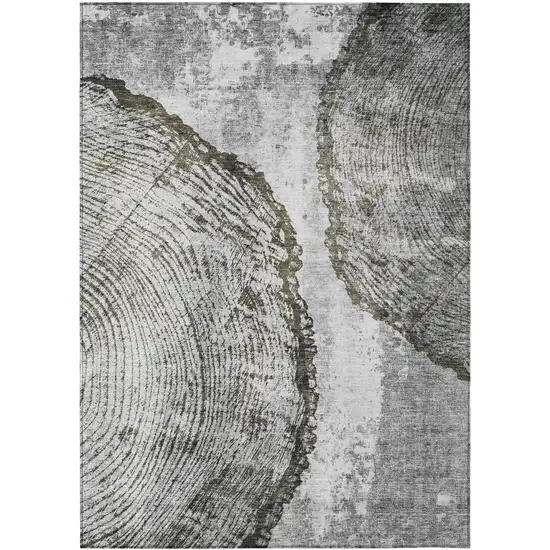 Gray Taupe And Silver Abstract Washable Indoor Outdoor Area Rug Photo 2