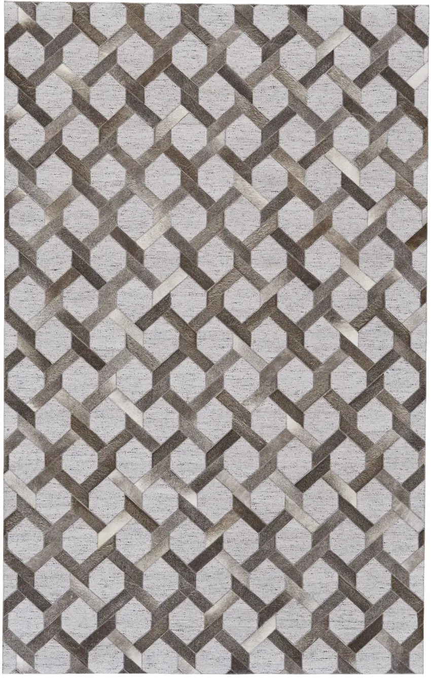 Gray Taupe And Silver Geometric Hand Woven Area Rug Photo 1