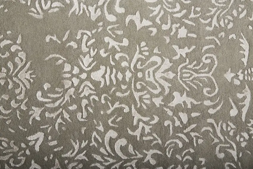 Gray Taupe And Silver Wool Floral Tufted Handmade Distressed Area Rug Photo 9