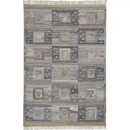 Gray Black And Brown Geometric Hand Woven Area Rug With Fringe Photo 7