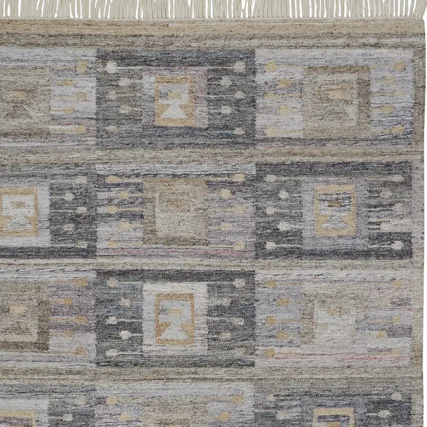 Gray Geometric Hand Woven Area Rug With Fringe Photo 8