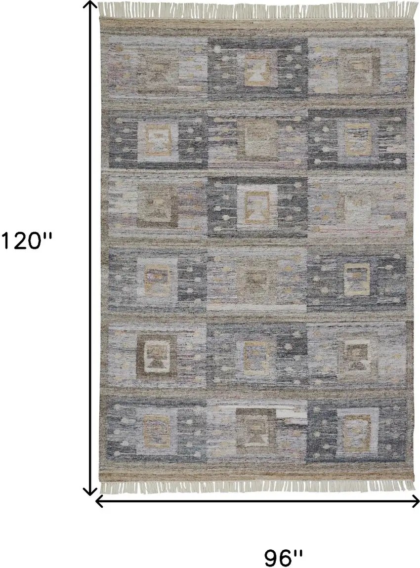 Gray Geometric Hand Woven Area Rug With Fringe Photo 3