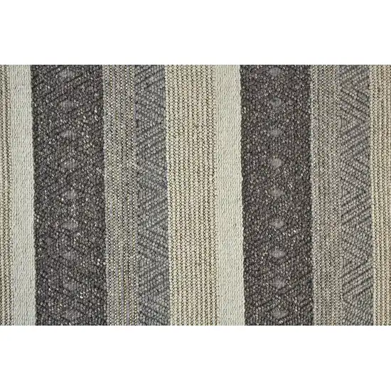 Gray Black And Taupe Wool Striped Hand Woven Area Rug Photo 8