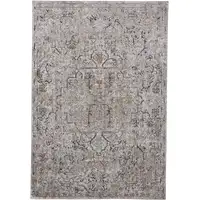 Photo of Gray Taupe And Yellow Abstract Stain Resistant Area Rug