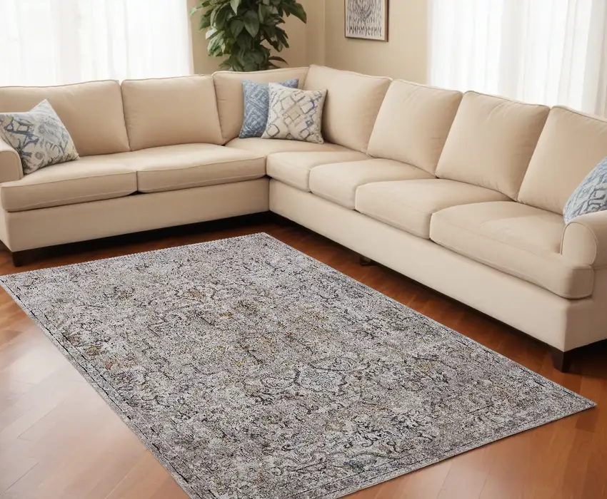 Gray Abstract Area Rug Photo 1