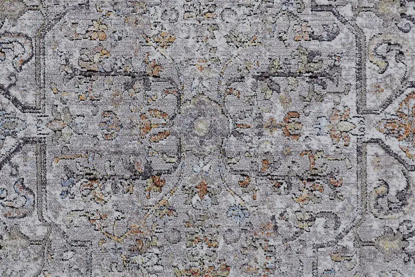 Gray Taupe And Yellow Abstract Stain Resistant Area Rug Photo 7