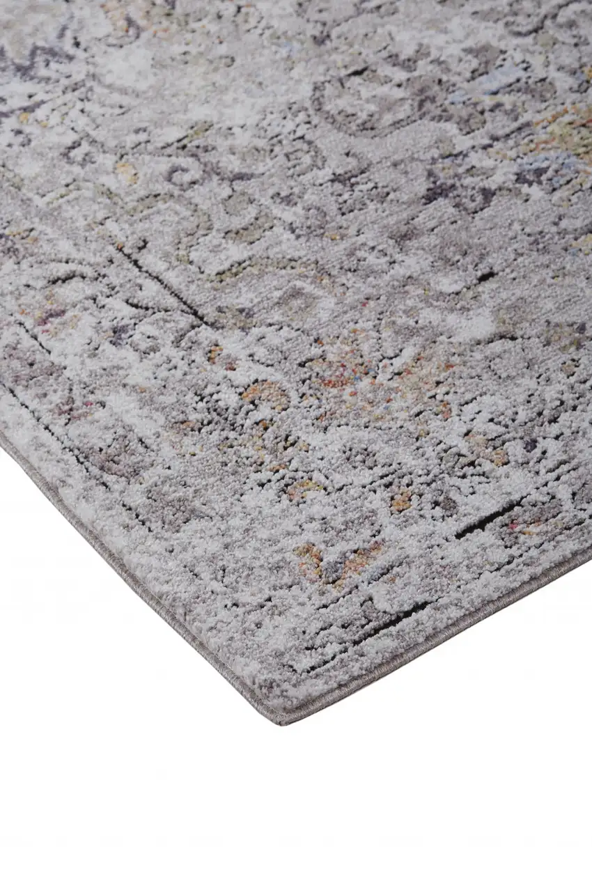 Gray Taupe And Yellow Abstract Stain Resistant Area Rug Photo 6