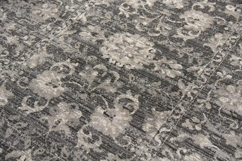 Gray Taupe Dark Gray Tan Ivory And Black Oriental Area Rug Photo 2