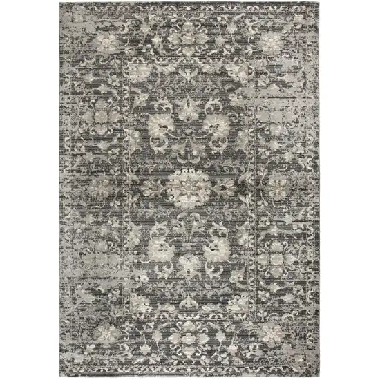 Gray Taupe Dark Gray Tan Ivory And Black Oriental Area Rug Photo 1