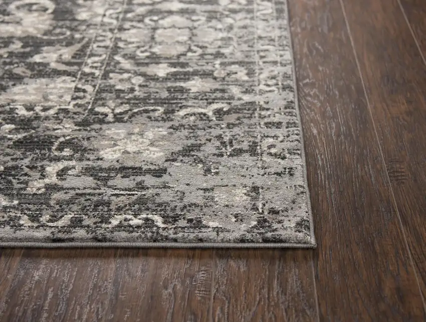 Gray Taupe Dark Gray Tan Ivory And Black Oriental Area Rug Photo 3
