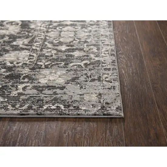 Gray Taupe Dark Gray Tan Ivory And Black Oriental Area Rug Photo 3