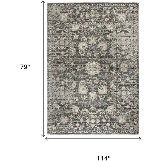 Gray Taupe Dark Gray Tan Ivory And Black Oriental Area Rug Photo 6