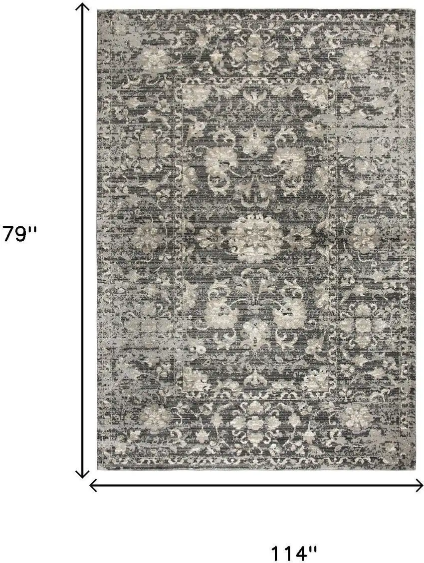 Gray Taupe Dark Gray Tan Ivory And Black Oriental Area Rug Photo 6