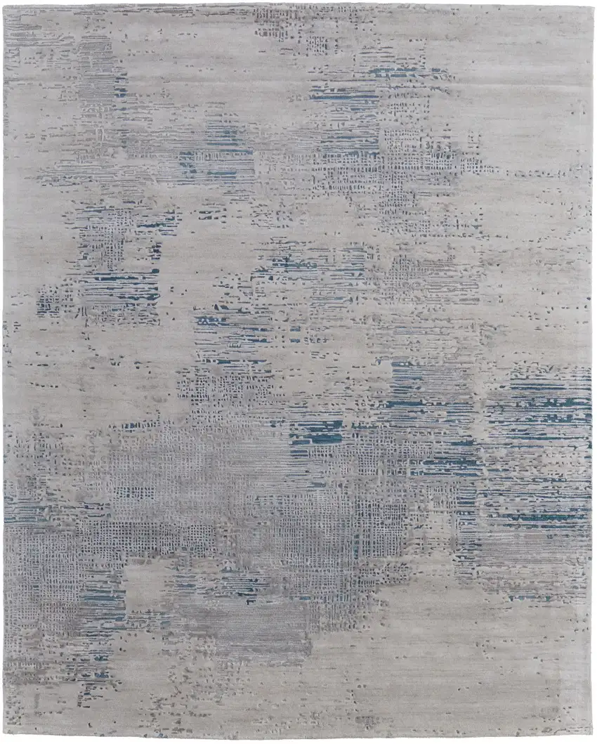 Gray Taupe and Blue Abstract Hand Tufted Area Rug Photo 5